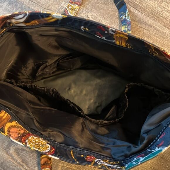 Vintage Kalencom Quilted Tote Bag Large Chain Print Shoulder Carryall Travel - Picture 5 of 8